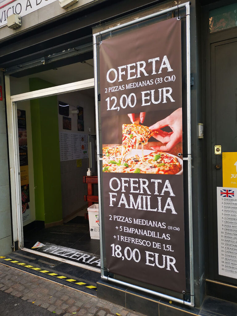Cartel Exterior para la Pizzeria Pizza Due en Santa Cruz de Tenerife